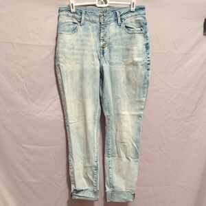 Maurices Light Blue High-Rise Button-Fly Cropped Jeans